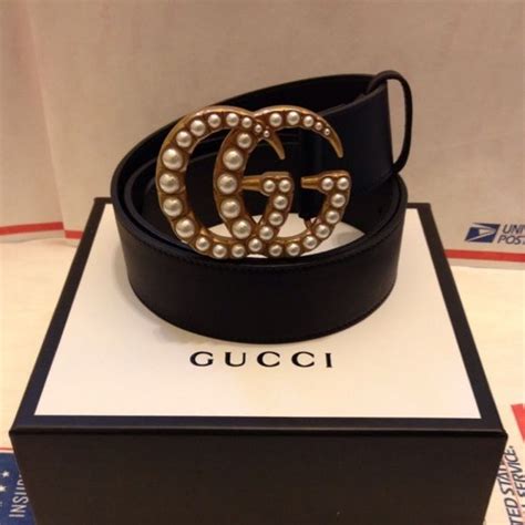 gucci belt saks|Gucci belt with pearl buckle.